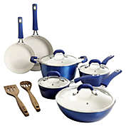 Kenmore Arlington Aluminum Ceramic Coated Nonstick Cookware Set in Metallic Blue