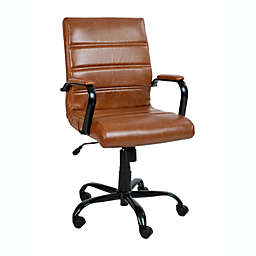Flash Furniture Mid-Back Brown LeatherSoft Executive Swivel Office Chair with Black Frame and Arms