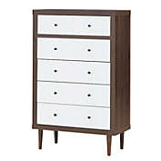 Slickblue 5 Drawer Dresser Wood Chest of Storage Cabinet Organizer