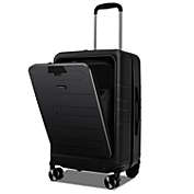 Slickblue 20 Inch Carry-on Luggage PC Hardside Suitcase TSA Lock with Front Pocket and USB Port-Black