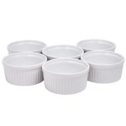 Bruntmor - Ceramic Ramekins Souffle Dishes, 4 Oz, Set Of 6 Porcelain Casseroles. Oven/Microwave Safe. Christmas Table Decorations Serving Dish, Desserts, Snacks, Appetizers, Creme Brulee, White