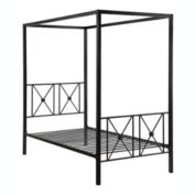 Lazzara Home Fondren Black Metal Frame Twin Canopy Bed