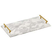 mDesign Marble Serving Tray Board with Handles for Entertaining