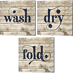 Great Art Now Wash, Dry & Fold by Kyra Brown 14-Inch x 14-Inch Canvas Wall Art (Set of 3)
