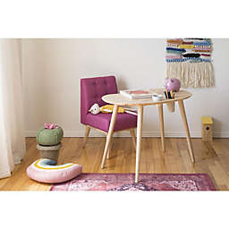 South Shore Sweedi Solid Wood Kids Table With Upholstered Chair Set - Natural and Pink