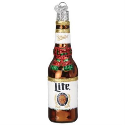 Old World Christmas Blown Glass Christmas Ornament, Holiday Miller Lite Bottle