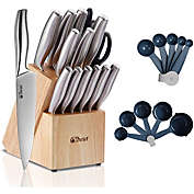 Cibeat 17 Pieces Kitchen Knife Set with Block Wooden and Sharpener