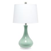 Elegant Designs Indoor Modern Home Decor 14"L x 14"W x 26.25"H Ceramic Tear Drop Shaped Table / Desk Lamp -  Aqua