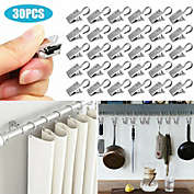 Kitcheniva 30-Piece Stainless Steel Curtain Clips Metal Hanging Rod Hooks