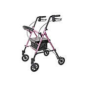 Carex Step &#39;N Rest Aluminum Rolling Walker For Seniors, Pink - Rollator Walker With Seat - With Back Support, 6 Inch Wheels, 250lbs Support, Lightweight