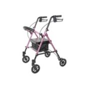 Carex Step 'N Rest Aluminum Rolling Walker For Seniors, Pink - Rollator Walker With Seat - With Back Support, 6 Inch Wheels, 250lbs Support, Lightweight