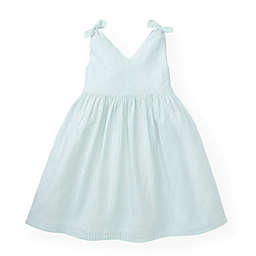 Hope & Henry Girls' Bow Shoulder Swing Dress (Mint Stripe, 6-12 Months)