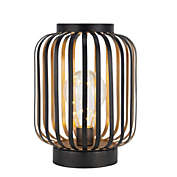 JHY DESIGN 8.7" High Decorative Metal Cage Battery Powered Table Lamp Cordless Warm White Light with LED Bulb