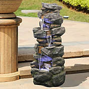 Infinity Merch 40 inches High Stacked Simulated Rock Water Fountain with LED Lights