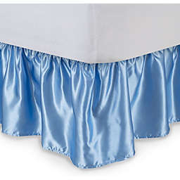 SHOPBEDDING Satin Ruffled Bed Skirt with Platform, Full XL, Jewel Blue, 21