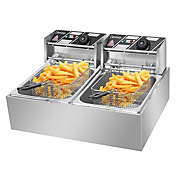 Zokop Stainless Steel Double Cylinder Electric Fryer EH82 5000W MAX 110V 12.7QT/12L