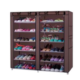 Inq Boutique 6-Row 2-Line 12 Lattices Non-Woven Fabric Shoe Rack with Non-Woven Fabric RT