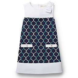 Hope & Henry Girls' A-Line Ponte Knit Dress (Navy and White Rope, 4)