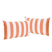 Contemporary Home Living Set of 2 Orange and White Outdoor Patio Rectangular Throw Pillows 18.5&#39;&#39;