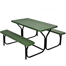 Costway Picnic Table Bench Set for Outdoor Camping -Green