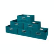 Niche Cubo Set of 6 Half-Size Foldable Fabric Storage Bin with Chrome Handles - Teal