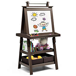 Gymax 3 in 1 Double-Sided Storage Art Easel w/ Paint Cups for Kids Writing Earl