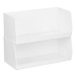 mDesign Stackable Plastic Food Storage Bin, Open Front, 2 Pack - Clear