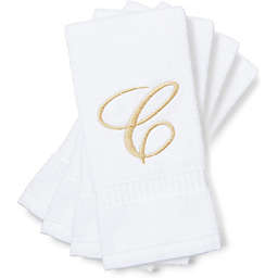Juvale Monogrammed Fingertip Towels, Embroidered Letter C (11 x 18 in, White, Set of 4)