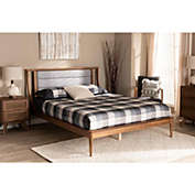 Baxton Studio  Baxton Studio Regis Modern and Contemporary Transitional Light Grey Fabric Upholstered and Walnut Brown Finished Wood Full Size Platform Bed