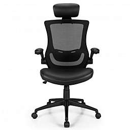 Costway High-Back Executive Chair with Adjustable Lumbar Support and Headrest-Black
