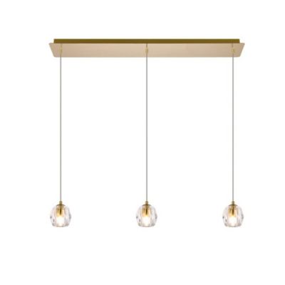 Elegant Lighting Luxurious Eren Adjustable Hanging 3 Lights Pendant for Living Room, Kitchen, Bedroom & Hallway, Gold