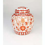 AA Importing 10" Jar with Lid, Red and White Floral