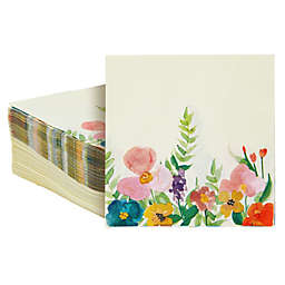 Blue Panda 100 Pack Vintage Floral Paper Napkins for Garden Bridal Shower, Tea Party Decorations (6.5 x 6.5 In)