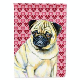 Caroline's Treasures Pug Hearts Love and Valentine's Day Portrait Flag Garden Size 11.25 x 15.5
