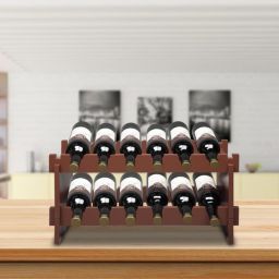 Infinity Merch Wine Rack Stand Organizer Shelf Bar 12 Bottles 2 Tiers Brown