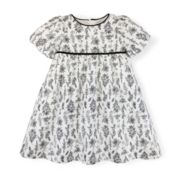 Hope & Henry Girls' Short Puff Sleeve Party Dress with Piping, Toddler, 3