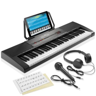 Ashthorpe 61-Key Digital Electronic Keyboard Piano, Portable Beginner Kit with Headphones, Mic and Keynote Stickers. View a larger version of this product image.