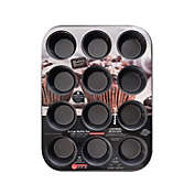 Baker&#39;s Secret Non-stick 12 Cup Muffin Pan 11"x15.7" Dark Gray Advanced Collection Carbon Steel
