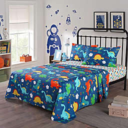 MarCielo 100% Kids Cotton Bed Sheet Full Size Dinosaur Bed Sheet Set For Boys Girls Bunk Bed