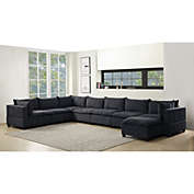 Contemporary Home Living 194" Madison Dark Gray 8-Piece Modular Sectional Sofa Chaise
