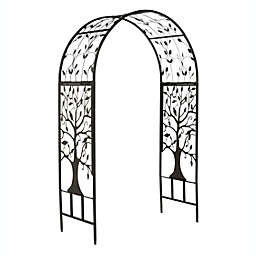 Plow & Hearth Metal Arched Garden Arbor with Tree of Life Design