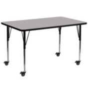 Flash Furniture Mobile 30&#39;&#39;W x 72&#39;&#39;L Rectangular Grey Thermal Laminate Activity Table - Standard Height Adjustable Legs