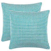 PiccoCasa 2 Pcs Soft Corduroy Throw Pillow Covers, Corn Striped Decorative Cushion Covers, Sofa Pillowcases for Bedding Home decors, Pale Blue, 26"x26"