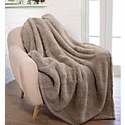 Infinity Merch Warm and Soft Sherpa Full Blanket in Beige