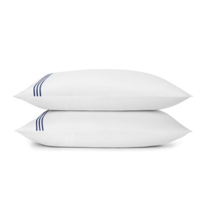Standard Textile Home - Embroidered Sateen Pillowcase Set, Navy, Standard