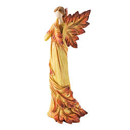 Evergreen Fall Angel with Leaf Wings and Fiery Hues of Autumn