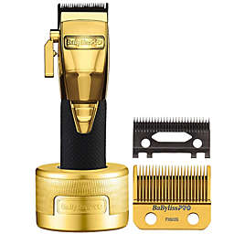 BaByliss PRO GoldFX Boost+ Gold Adjustable Blade Cordless Clipper (FX870GBP) + Replacement Blade & Charging Base