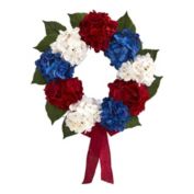 Nearly Natural 24" Red, White and Blue "Americana" Hydrangea Artificial Wreath