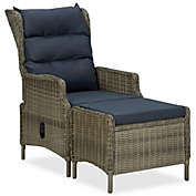 Home Life Boutique Reclining Garden Chair with Footstool Poly Rattan Brown