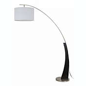 FC Design 71.5" Tall Drum Shade Arched Floor Lamp with Unique Black Wood Pole and Metal Base in White Finish